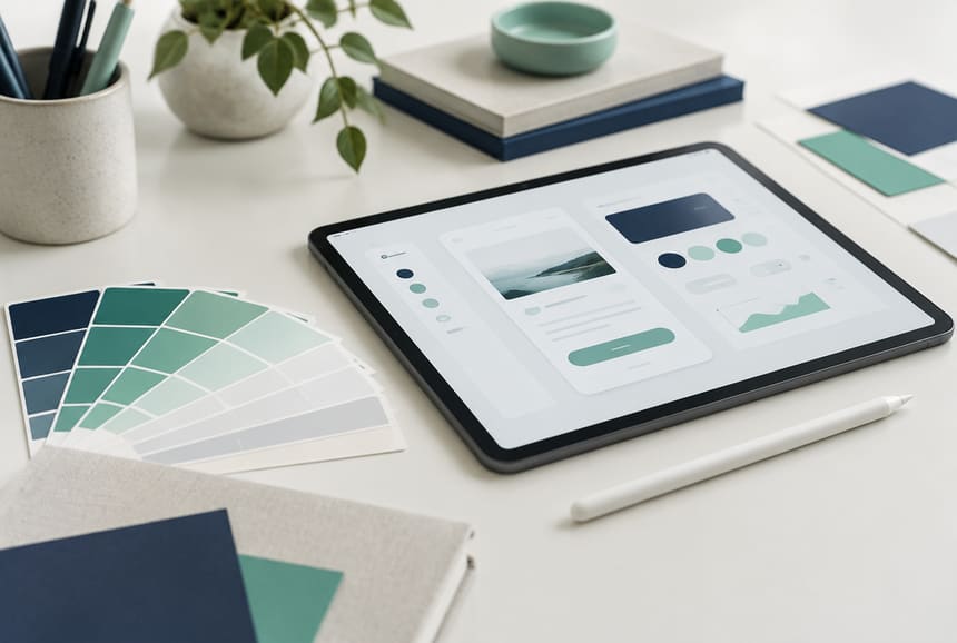 Renk kartelaları ve tasarım yapılan tablet